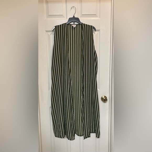 LuLaRoe Jackets & Coats Lula Roe Joy Boho Duster Striped Vest Large